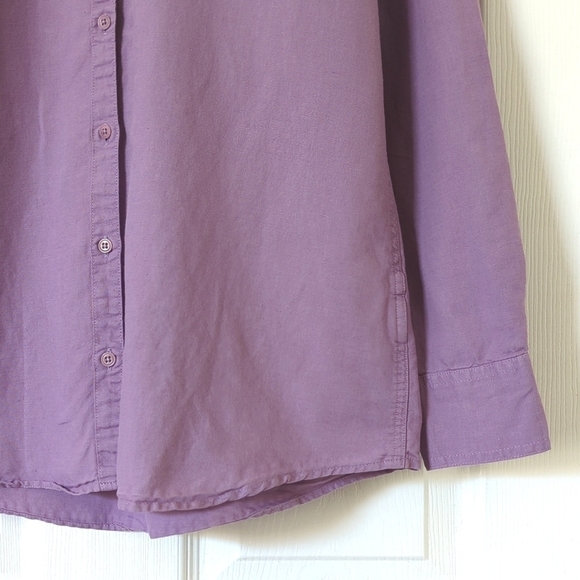 Orvis Classic Linen Blend Long Roll Tab Sleeve Button Down Shirt Purple Medium - Picture 11 of 14